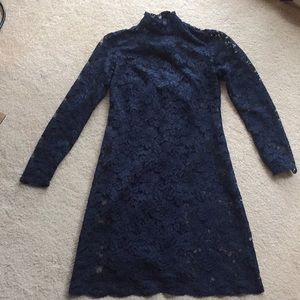 Navy lace long sleeved dress